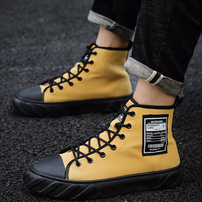 

Mens Shoes Autumn New Korean Version Baitao Harakata High-Up Canvas Shoes Mens Summer Ins Board Shoes Tide Shoes