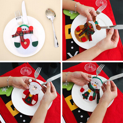 

Cute Christmas Santa Holder Dinner Table Decor Cutlery Silverware Bag Pockets