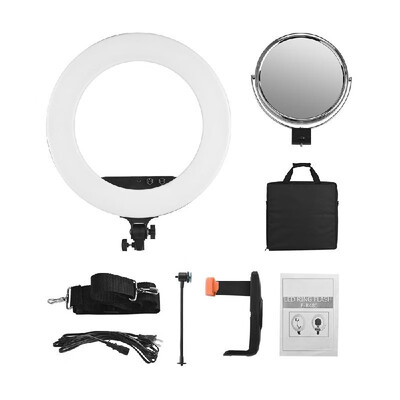 

Andoer 18inch LED Video Ring Light Fill-in Lamp Studio Photography Lighting 80W Dimmable 3200K-5800K Bi-color with Mirror Phone