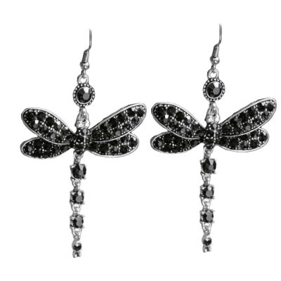 

Retro Women Rhinestone Inlaid Dragonfly Shaped Charm Hook Earrings Jewelry Gift