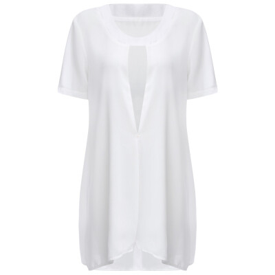 

Fashion Plunging Neck Slit Design Color Chiffon Women Dress