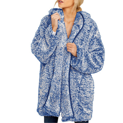 

Toponeto Womens Fuzzy Open Front Hooded Cardigan Jacket Coat Outwear with Pocket