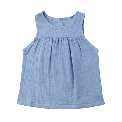 

Toddler Baby Kids Girls Sleeveless Solid Ruched Vest Tops Casual Clothes