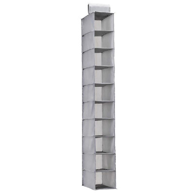

10-Tier Oxford Fabric Closet Hanging Shelf Organizer Collapsible Clothing Shoe Accessories Storage Box Holder
