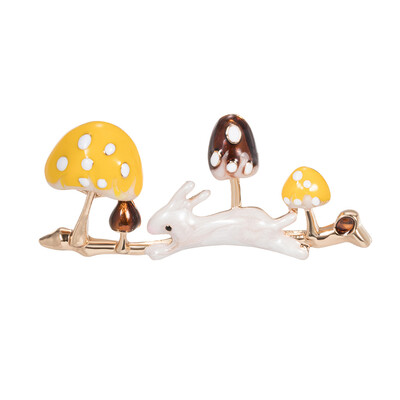 

Women Dripping Oil Mushroom Brooch Pin Animal Plant Dress Corsage Alloy Rhinestone Clothes Clip