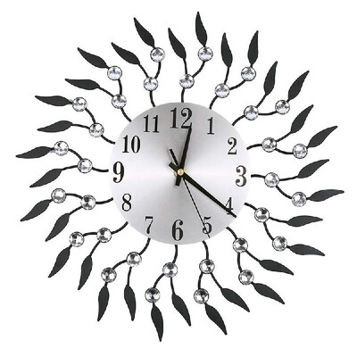 

Retro Luxury Art Wall Clock Flower Diamond Round Quartz Clock Mute Home Living Room Decoration
