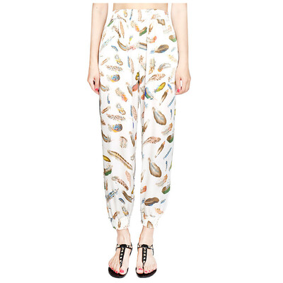 

Women Plumage Print Trousers with Loose Wide-leg Pants Harem Pants