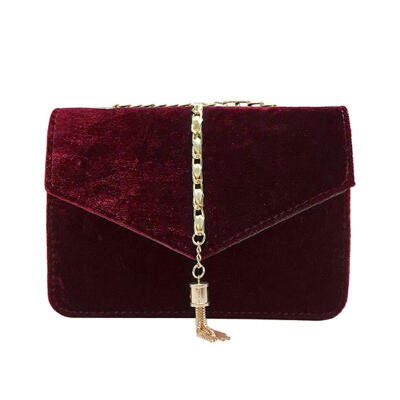 

Korean Velvet Crossbody Bag Women Elegant Chain Shoulder Bag Messenger Bag