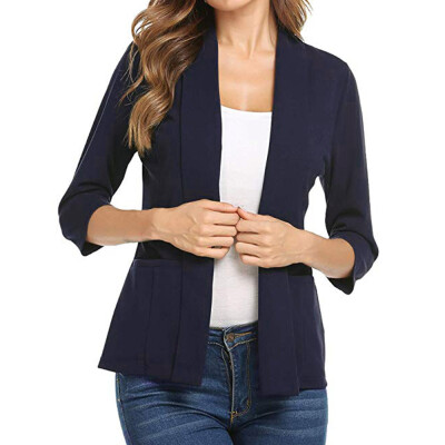 

Roseonmyhand Women Mini Suit Casual 34 Sleeve Open Front Work Office Blazer Jacket Cardigan