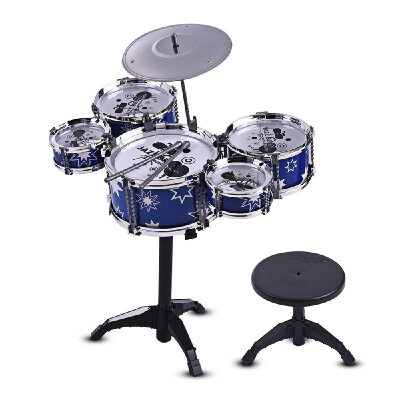 

Children Kids Jazz Drum Set Kit Musical Educational Instrument Toy 5 Drums 1 Cymbal with Small Stool Drum Sticks for Boys Girls