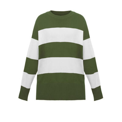 

Pullover Jumper Knitted Sweater Autumn Fashion Women Sweaters Round Neck Long Sleeve Striped pattern Sweater Female Casual Coat