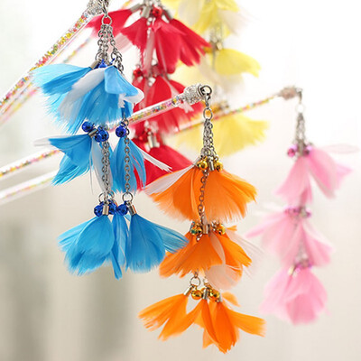 

Pet Toy Teaser And Exerciser Wand With 3 Layers Feather Pendant For Cat And Kitten Cat Stick With Feather Pendant