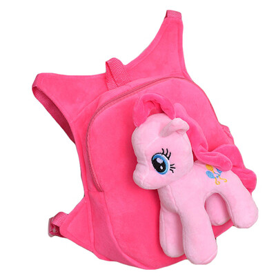 

Cute Soft Cartoon Kindergarten Children Plush Backpack Pony Plush Toy Preschool Baby Bag Gift For Kids 1-5 Years Old 1pc