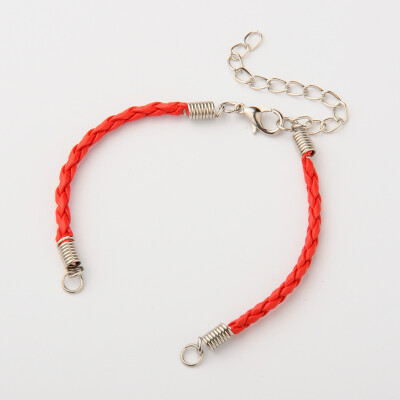 

Braided PU Leather Cord Bracelet Making with Iron Findings&Alloy Lobster Claw Clasps Platinum Red 160x3mm Hole 4mm