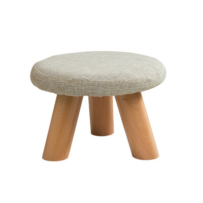 

Ottoman Pouf Round Fabric Creative Cute Solid Wood Footstool Padded Foot Rest Folding Storage Footrest Seat Stool with Removable C