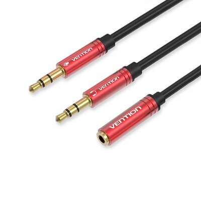 

VENTION 35mm Audio Extension Cable 35 Jack AUX Female to Dual Male Earphone for Phone Headphone Speaker Tablet PC 03m Red