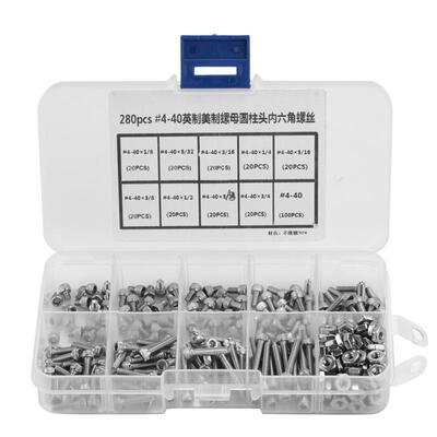 

Greensen 280pcs 4-40 Stainless Steel Hex Socket Cap Head Bolts Hex Screw Assortment Kit