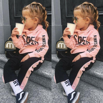 

UK Seller Toddler Kids Baby Girls Hooded Tops Pants Tracksuit Sportswear Clothes