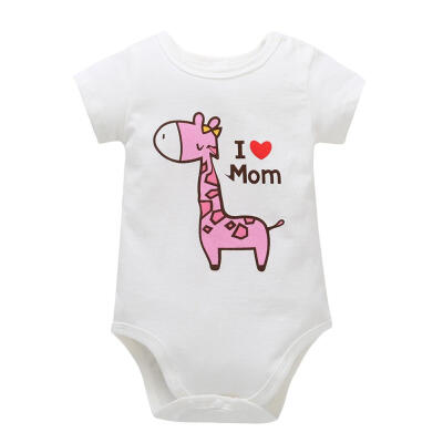 

Summer Unisex Baby Giraffe Letters Print Soft Short Sleeve O-Neck Romper