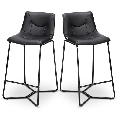 

Set of 2 PU Leather Bar Stools Pub Chairs with Metal Legs