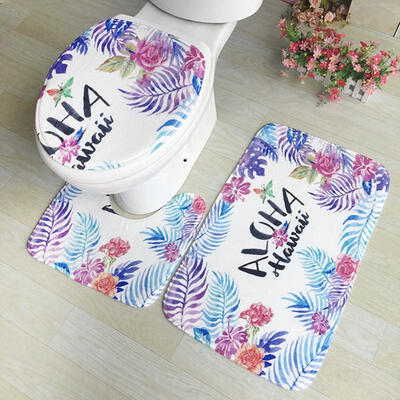 

Greensen 3pcsSet 3D Flower Printing Dust-Proof Water Absorbent Bathroom Mat Set