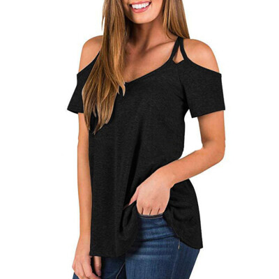 

Starmoon Women Summer Cold Shoulder Short Sleeve Shirt Casual Tunic Tops Blouse