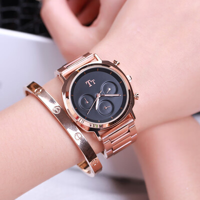 

Korean version of the retro simple business womens watch rose gold steel belt watch ladies&female quartz watch