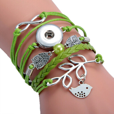 

Snap Button Bracelet & Bangle Leather Rope Bracelet Fit DIY Snap Button Jewelry