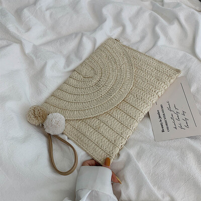 

Mesh red hollow straw package oblique Bag insrattan package beach holiday package round one-shoulder Bag Girl