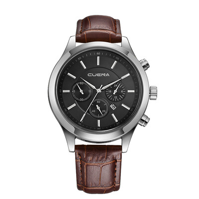 

Gobestart Mens Leather Military Alloy Analog Quartz Wrist Watch Business Date Watches