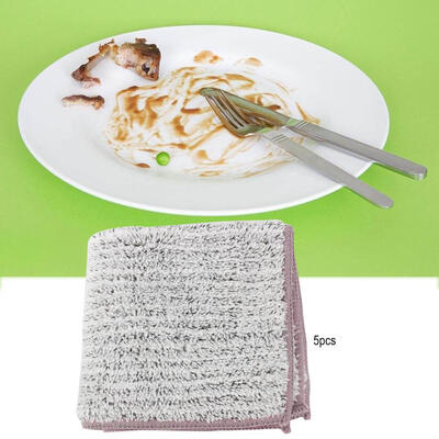 

Greensen 5pcs Absorbent Non-sticky Microfiber Dish Cloth Towel Kitchen Cleaning Tool Dish Towel Non-sticky Dish Cloth
