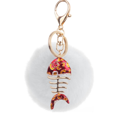 

Creative Smart Fishbone Keychain Rex Rabbit Plush Pendant Bag Mobile Phone Charm Fashion Pendant