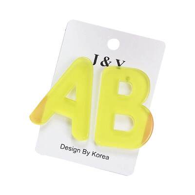 

Women Exaggerated Jelly Color Alphabet AB Dangle Acrylic Asymmetric Earings