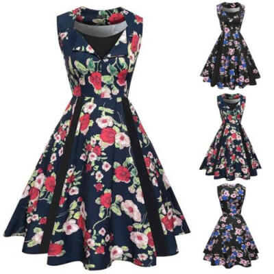 

Women Summer Boho Retro Mini Dress Evening Cocktail Party Beach Dress Sundress