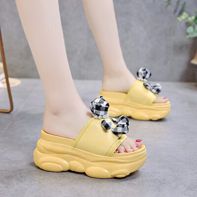 

Little bears slippers womens shoes summer Korean pine-cake bottom-to-toe low-bottom fashionable lazy beach womens cool a