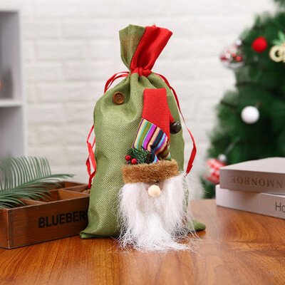 

Siaonvr Champagne Bottle Bag Christmas Stereo Old Linen Bottle Set Party Decoration