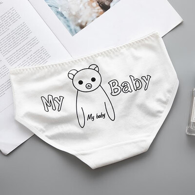 

Women Briefs Cotton Blends Beathable Stretchy Cartoon Animal Cat Letters Polka Dot Print Bow Sweet Underwear