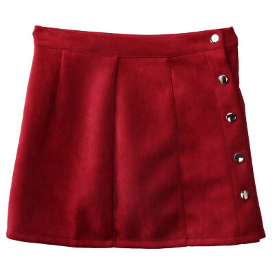 

Women High Waisted Lace Up Pencil Skirt Bodycon Button Suede Leather Pocket Preppy Short Mini Skirts