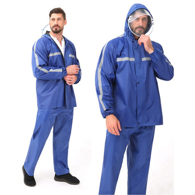 

Raincoat Suit Impermeable Men Hooded Detachable Double Cap Motorcycle Poncho Motorcycle Rainwear -3XL Hiking Fishing Rain Gear