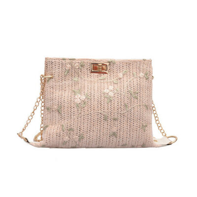 

2019 New Style Floral Chains Flap Bali Island Bohemia Beach Womens Ladies Hand Woven Bag Rattan Straw Bag