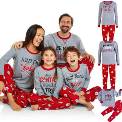 

US Family Matching Christmas Pajamas Set Women Baby Kids Sleepwear Nightwear
