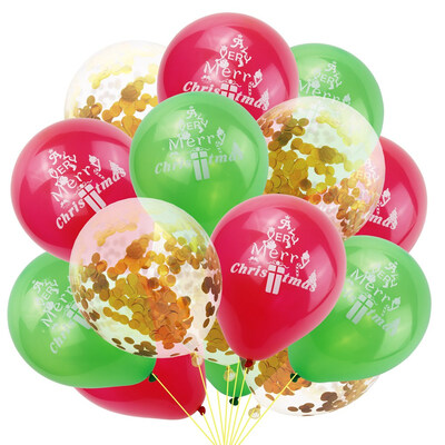 

15 Pcs Merry Christmas Balloons Confetti Printed Balloons Christmas Party Festival Home Decoration