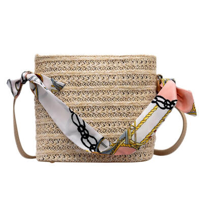 

Square Straw Bags Women Woven Beach Holiday Handbag Shoulder Messenger Tote