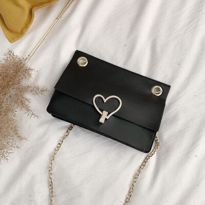 

Bag For Women 2019 Girls Korean Style Sweet Fashion Love Metal Lock Color Matching Shoulder Bag Chain Patchwork Crossbody