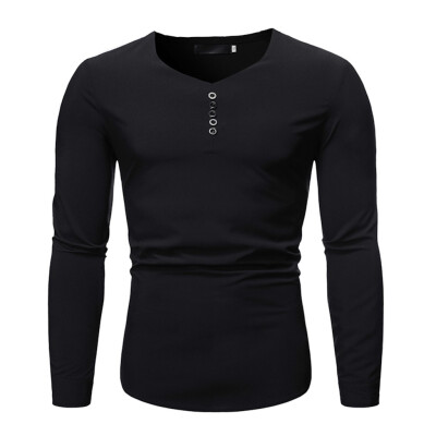 

Toponeto Mens New Style Simple Pure Long Sleeve Top Fashion And Comfortable Blouse