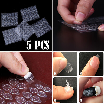 

〖Follure〗5 Sheets24pcs Double Sided False Nail Art Adhesive Tape Glue Sticker DIY