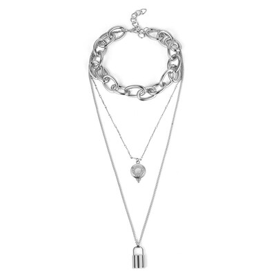 

wave money decoration personality creative exaggeration multi-element vintage multi-layer pearl clavicle Woman necklace