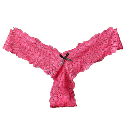 

Toponeto Fashion Women Lace Lace Thong Low Waist V-String Briefs G-String Underwear BK