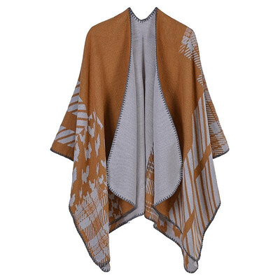 

Fashion Women Winter Poncho Houndstooth Pattern Scarf Thick Warm Shawl Vintage Casual Pashmina Cloak Outerwear
