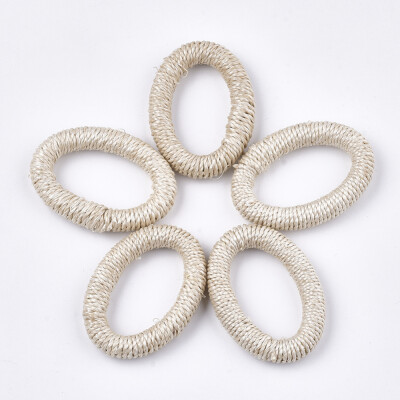 

Handmade Woven Linking Rings Paper Imitation Raffia Covered with Wood Oval AntiqueWhite 41543x3132x79mm Inner Measure 27